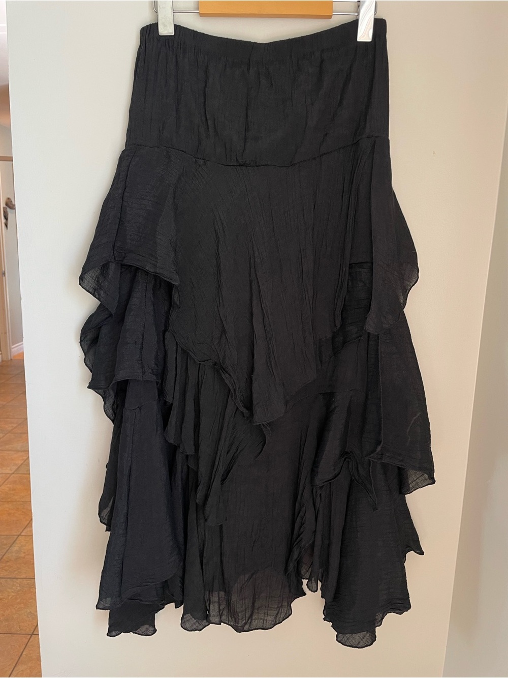 Papillon Black Tiered Maxi Skirt Size Small Whimsigoth Cottagecore Y2K Boho - Picture 2 of 8